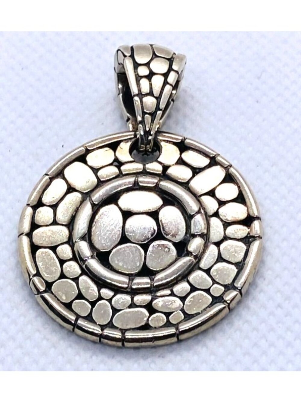 John Hardy Round Pendant Sterling Silver 925 Pebble